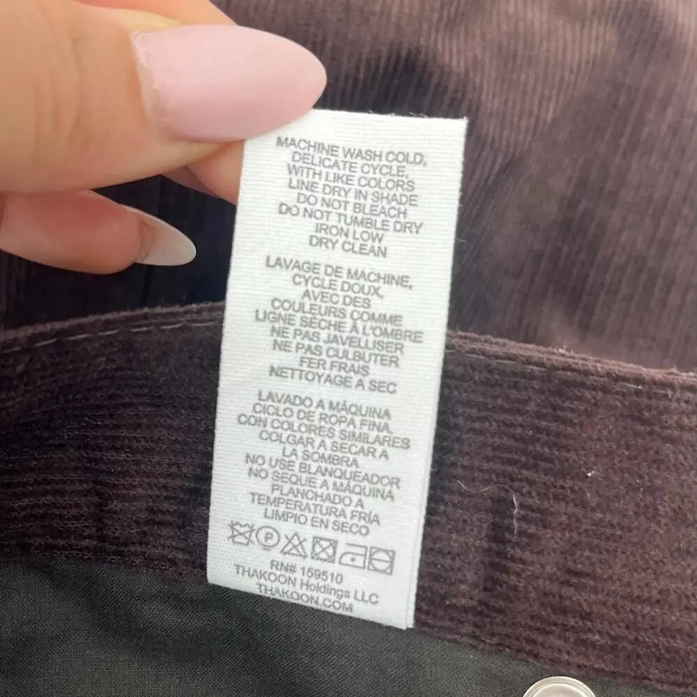 THAKOON High Rise Corduroy Pant Chocolate Brown Cotton Blend Stretch Size 8 NEW - Picture 13 of 15